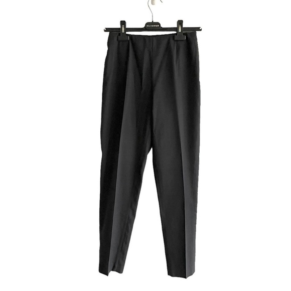 MAXMARA Silk Cotton Clean Front Slim Pants Trousers Black 2 - Picture 3 of 8